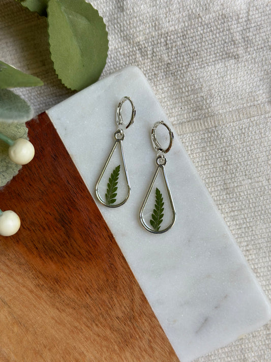 Fern Silver Teardrops