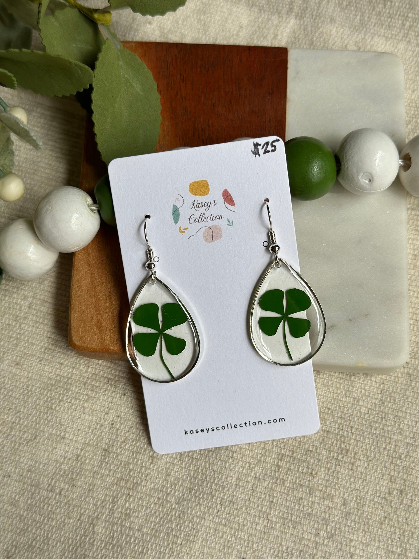 Clover Silver Teardrops