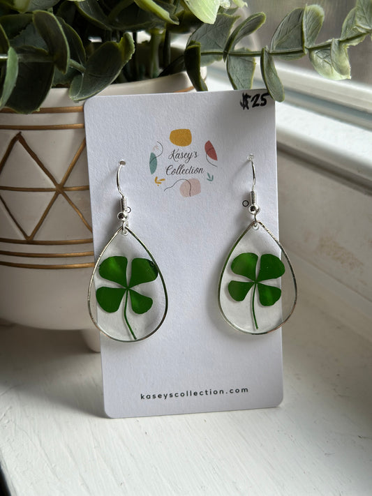 Clover Silver Teardrops