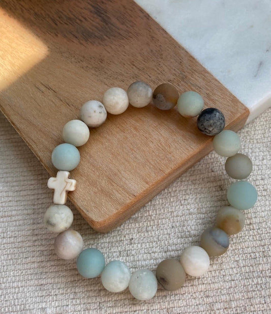 Amazonite Cross Bracelet